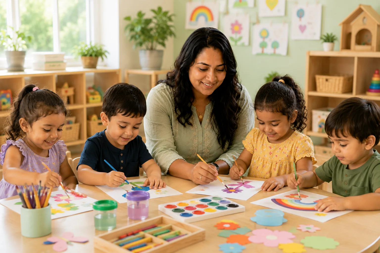 Children enjoying arts and crafts at Eastvale daycare