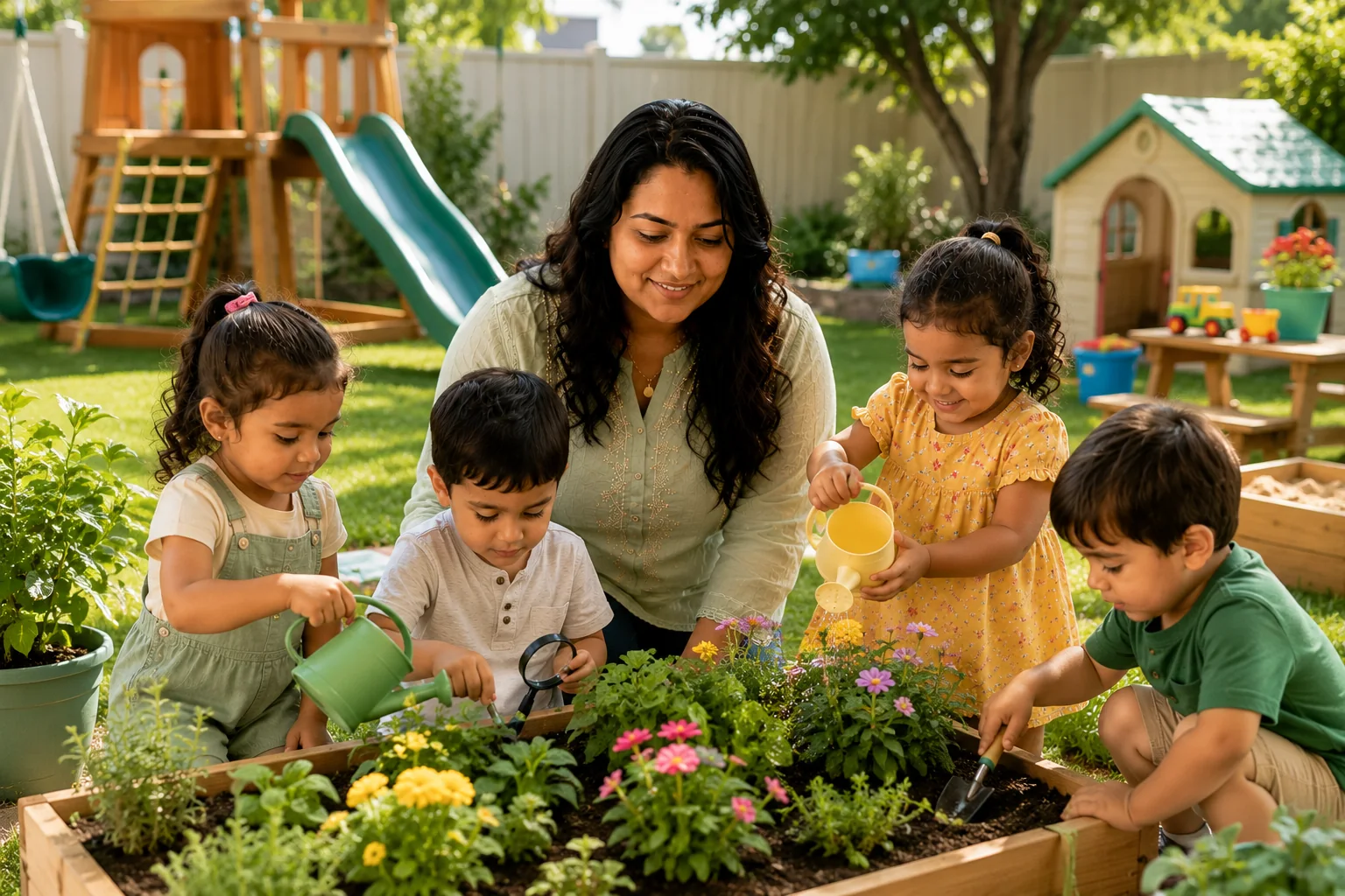 Outdoor play and physical activities at Tiny Treasures Daycare